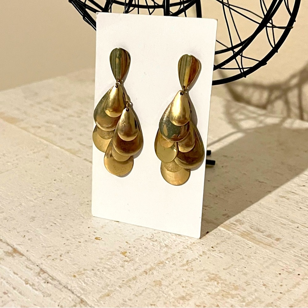 Gold colored chandelier earrings